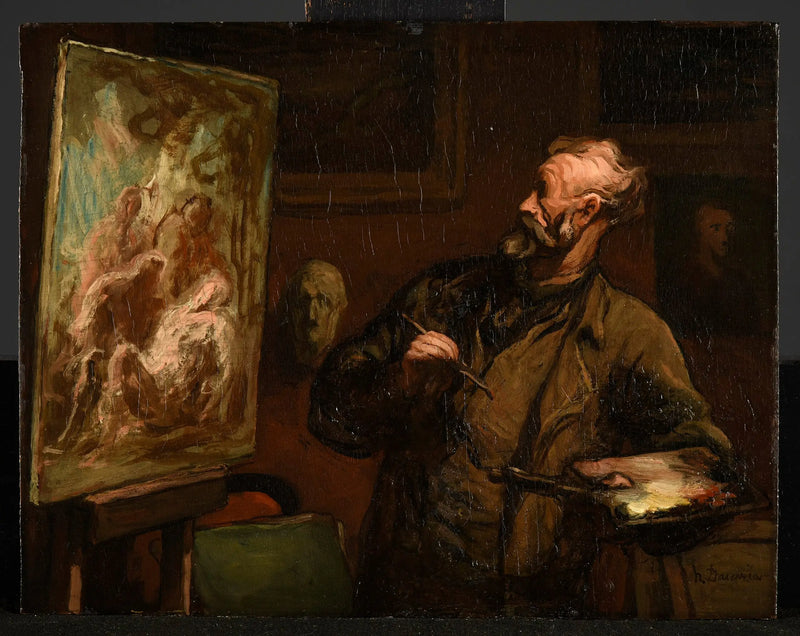 De kunstenaar bij de graflegging - Honoré Daumier