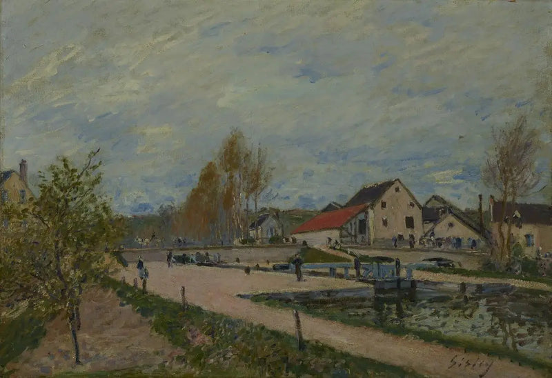 De sluis van Bourgondië in Moret-sur-Loing - Alfred Sisley