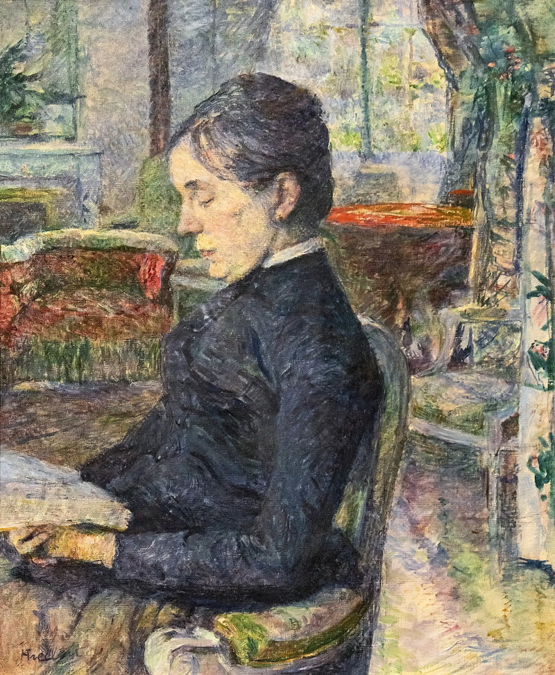De gravin Adèle van Toulouse-Lautrec in de salon van het Kasteel van Malromé - Henri de Toulouse-Lautrec