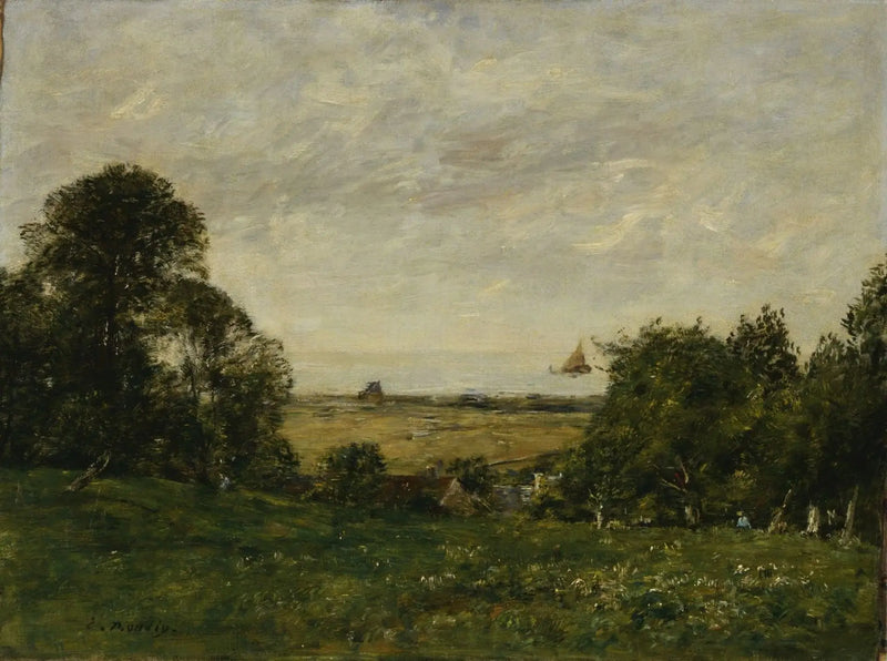 De Kust nabij Trouville, uitzicht vanaf de hoogten - Eugène Boudin