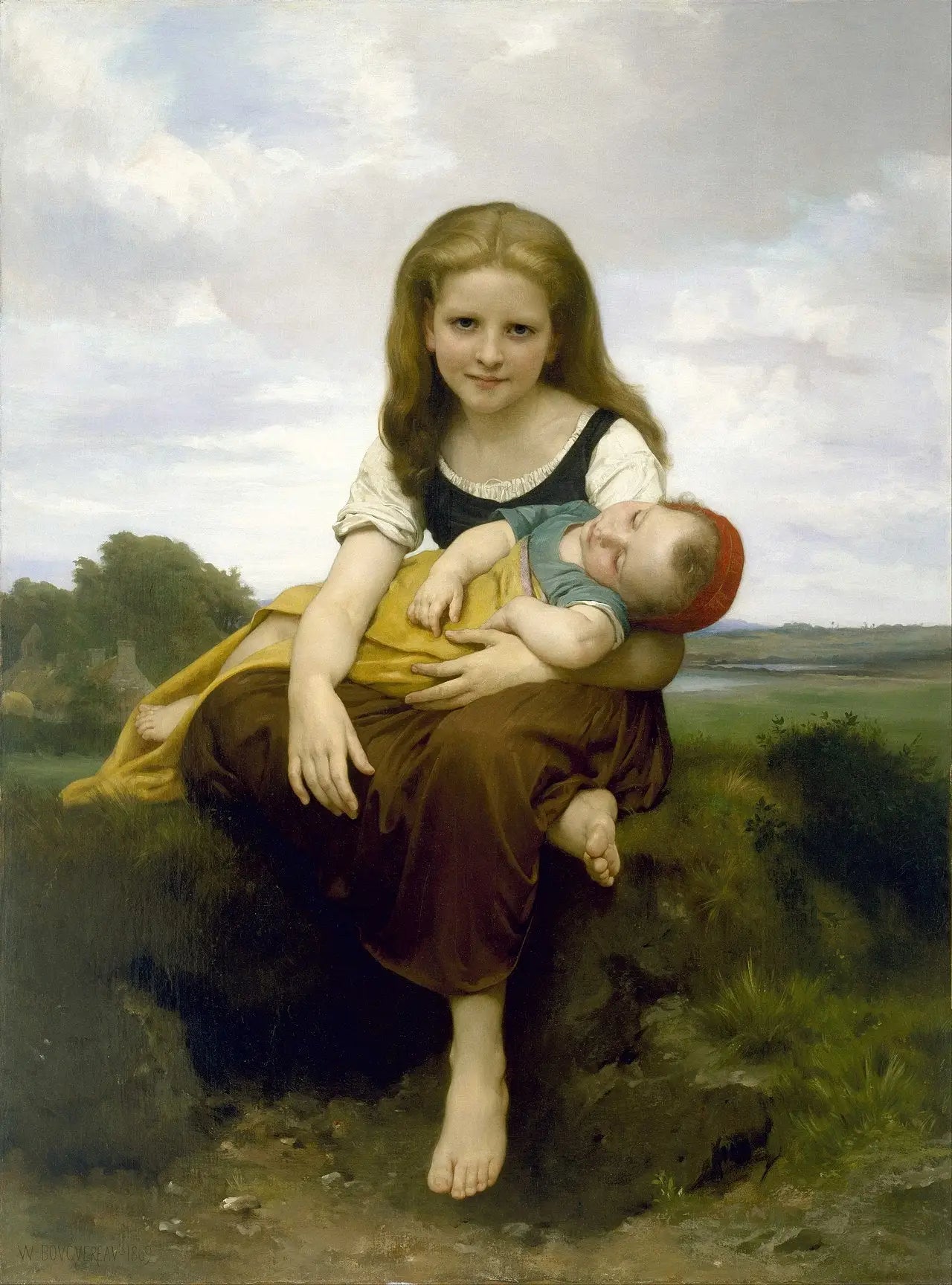 Reproduction du tableau « La Sœur aînée - Bouguereau » par Alpha Reproduction en peinture à l’huile