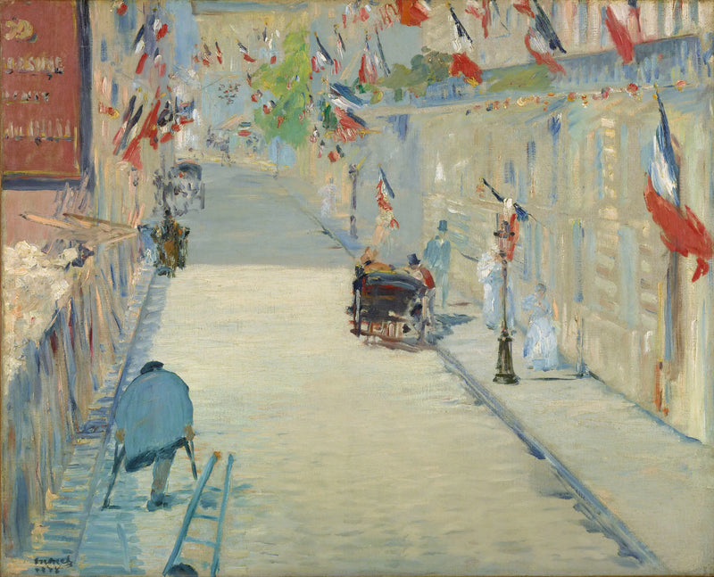 De straat Mosnier met vlaggen - Édouard Manet