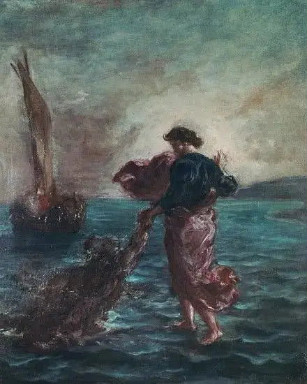 Christus die over het water loopt - Eugène Delacroix