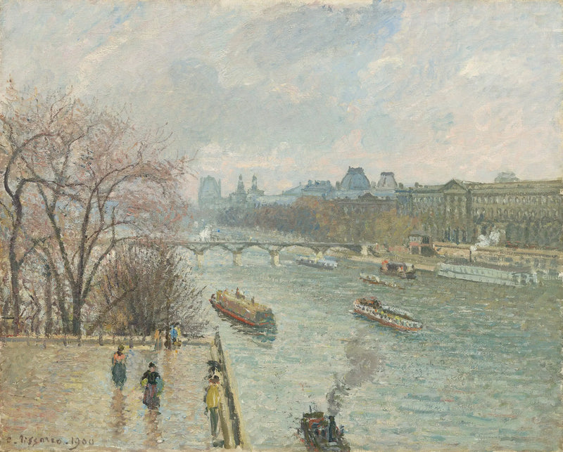Het Louvre, Middag, Regenachtig weer (Eerste serie) - Camille Pissarro