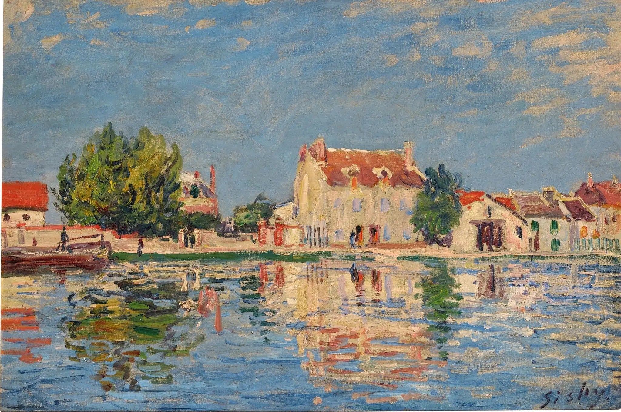 Reproduction du tableau « Le canal du Loing à Saint-Mammès - Alfred Sisley » par Alpha Reproduction en peinture à l’huile