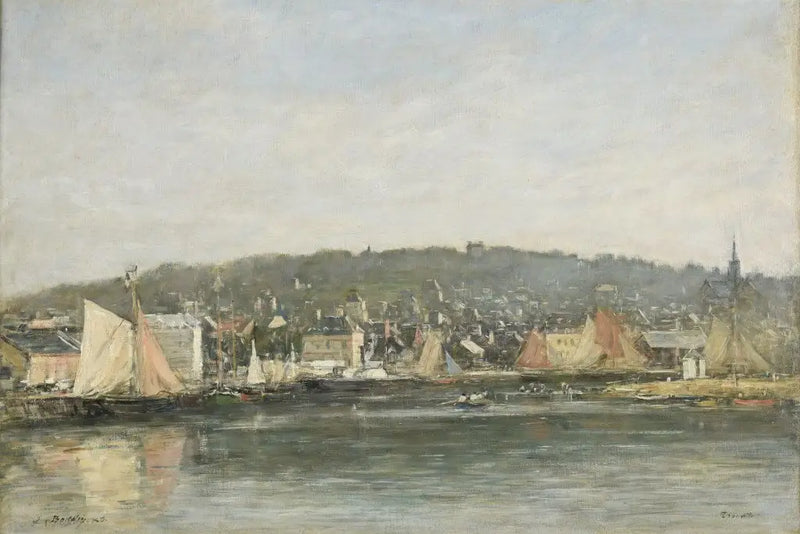 De haven van Trouville in de ochtend - Eugène Boudin