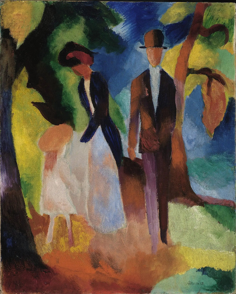 De mensen aan de rand van het blauwe meer - August Macke