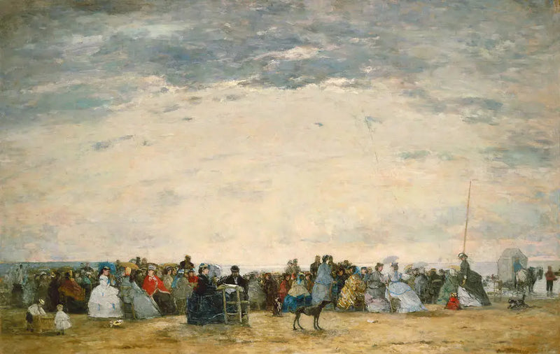 De vakantiegangers op het strand in Trouville - Eugène Boudin