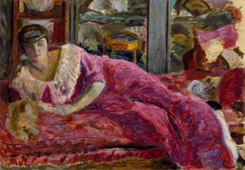 Misia uitgestrekt op een divan - Pierre Bonnard