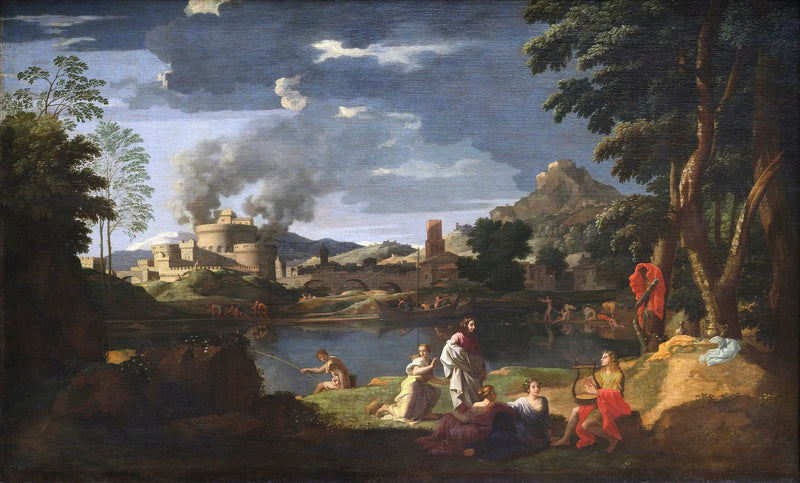 Landschap met Orpheus en Eurydice - Nicolas Poussin