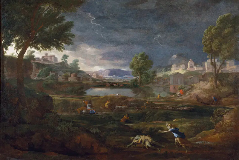 Onweerslandschap met Pyrame en Thisbé - Nicolas Poussin