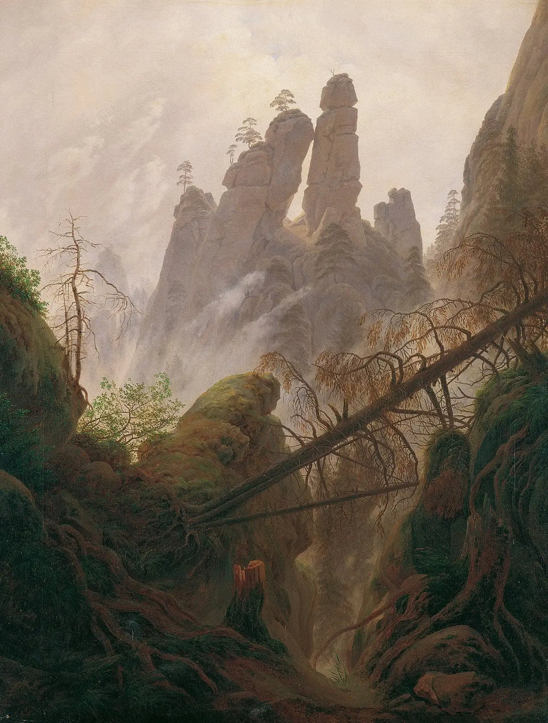 Rotsachtig landschap in het Elbsandsteingebirge - Caspar David Friedrich
