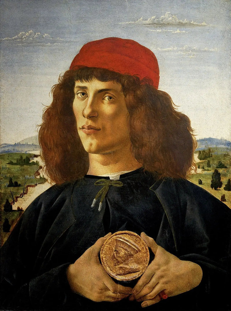 Portret van een man met medaille van Cosme de Oude - Sandro Botticelli