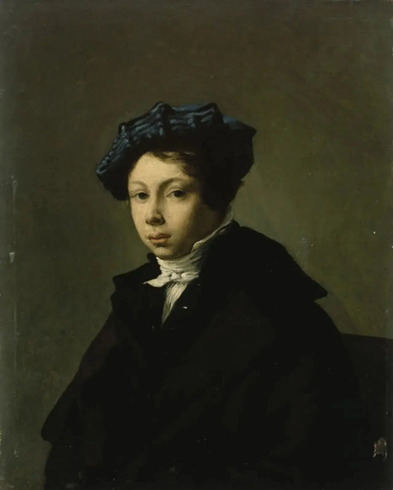 Portret van een jonge man met een blauwe baret - Eugène Delacroix