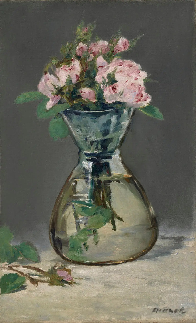 Mosrozen in een vaas - Édouard Manet