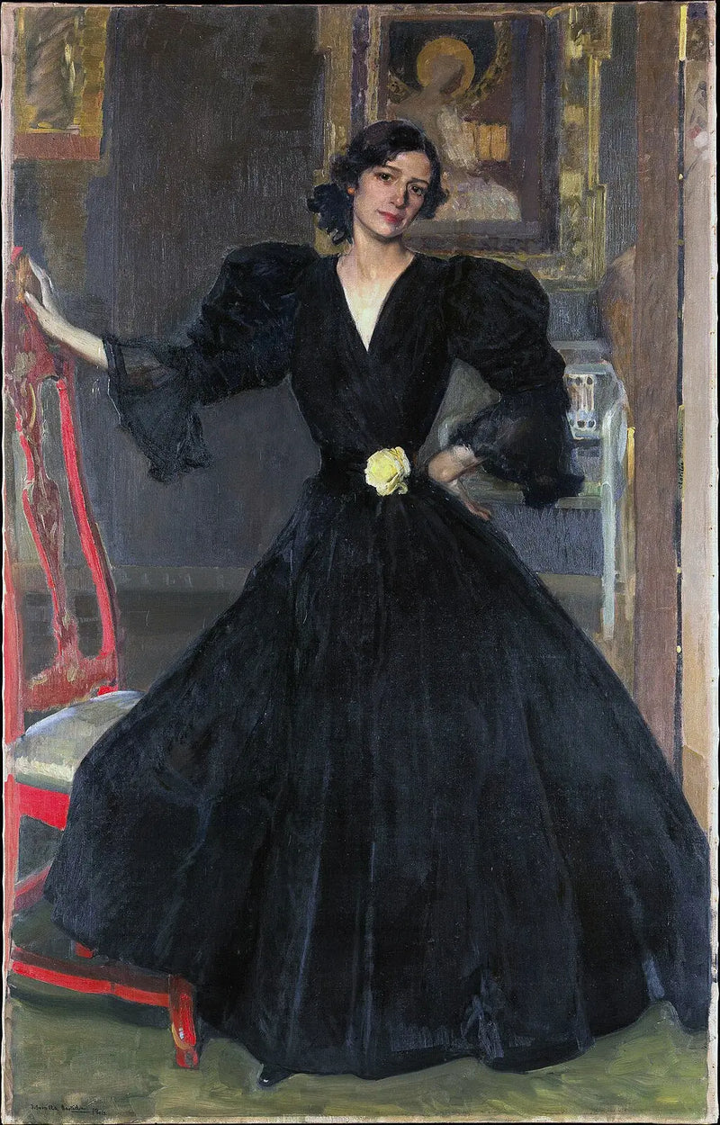 Mevrouw van Sorolla (Clotilde García del Castillo, 1865-1929) in zwart - Joaquín Sorolla