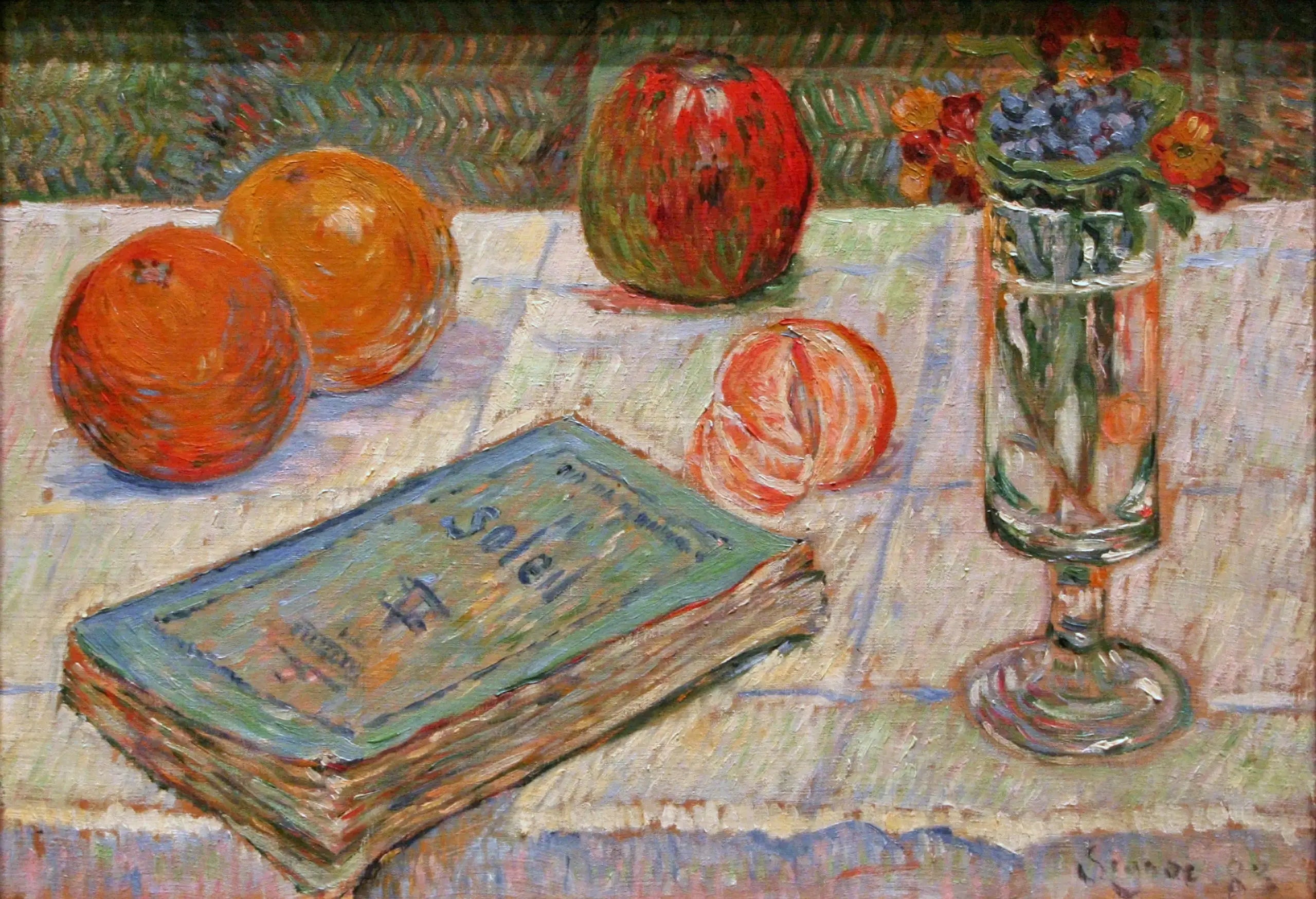 Reproduction du tableau « Nature morte avec un livre - Paul Signac » par Alpha Reproduction en peinture à l’huile