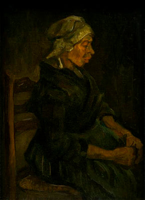 Zittende boerin met een witte muts - Vincent van Gogh
