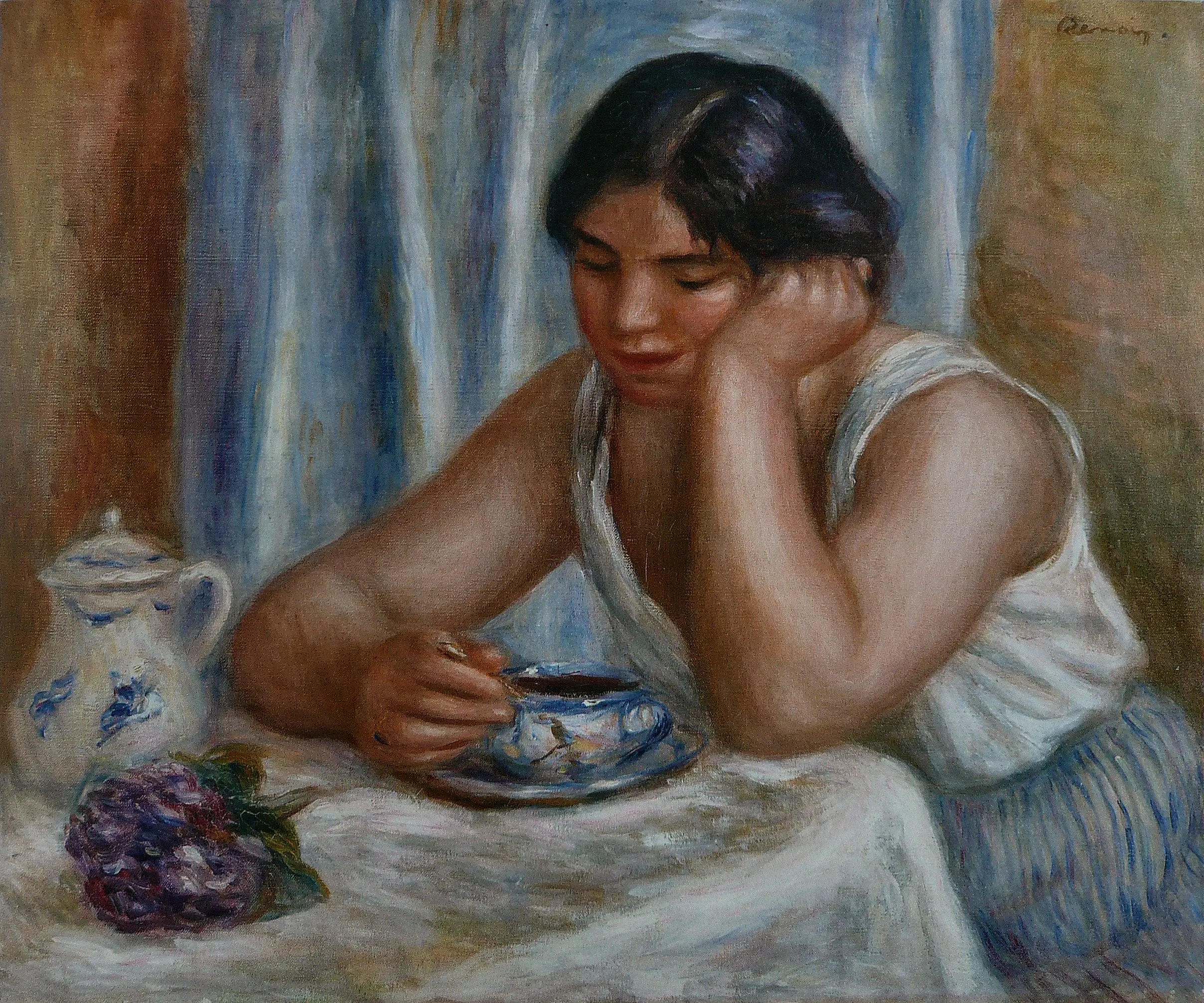 Reproduction du tableau « Femme prenant du chocolat - Pierre-Auguste Renoir » par Alpha Reproduction en peinture à l’huile