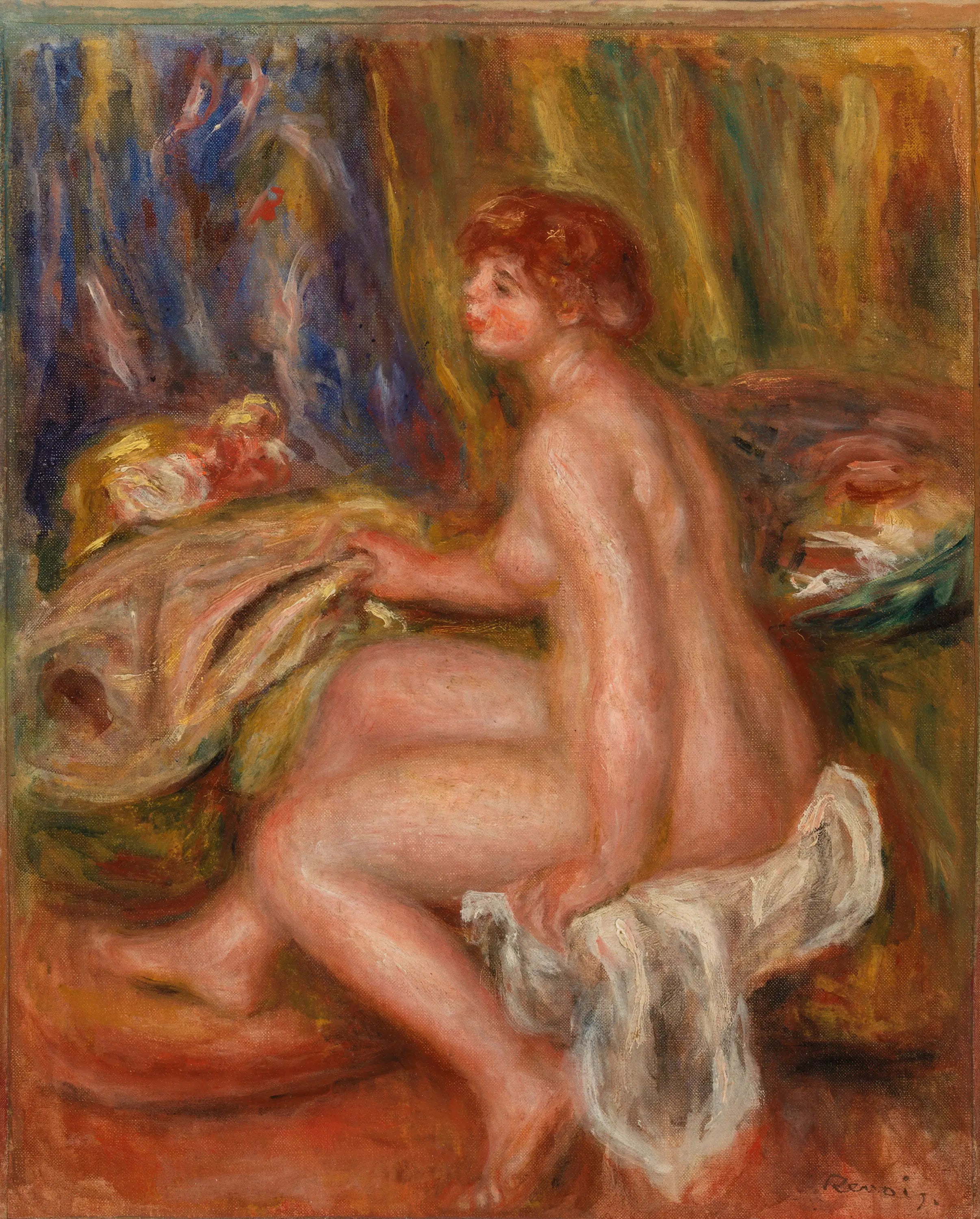 Reproduction du tableau « Femme nue assise, vue de profil - Pierre-Auguste Renoir » par Alpha Reproduction en peinture à l’huile
