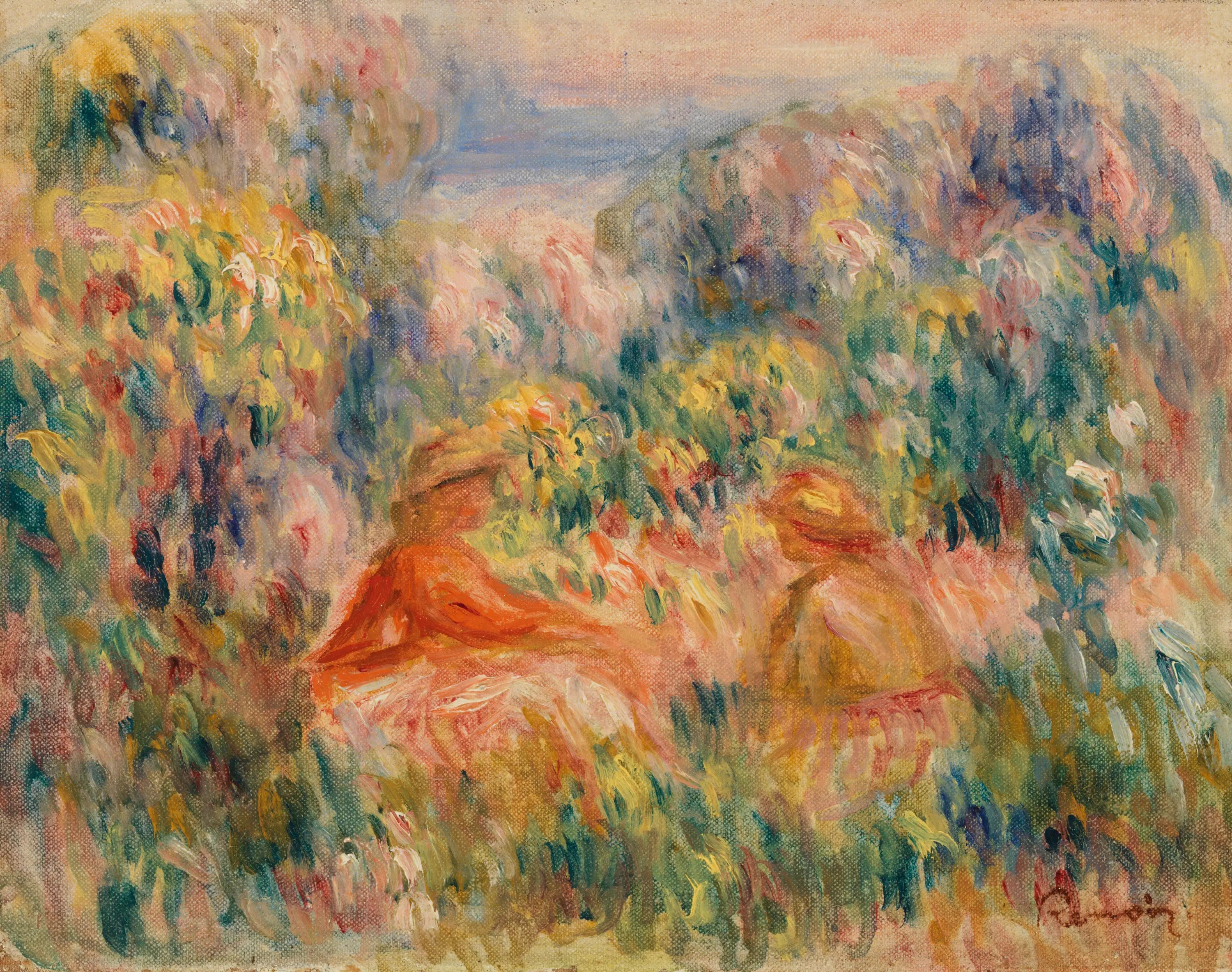Reproduction du tableau « Deux femmes dans un paysage - Pierre-Auguste Renoir » par Alpha Reproduction en peinture à l’huile
