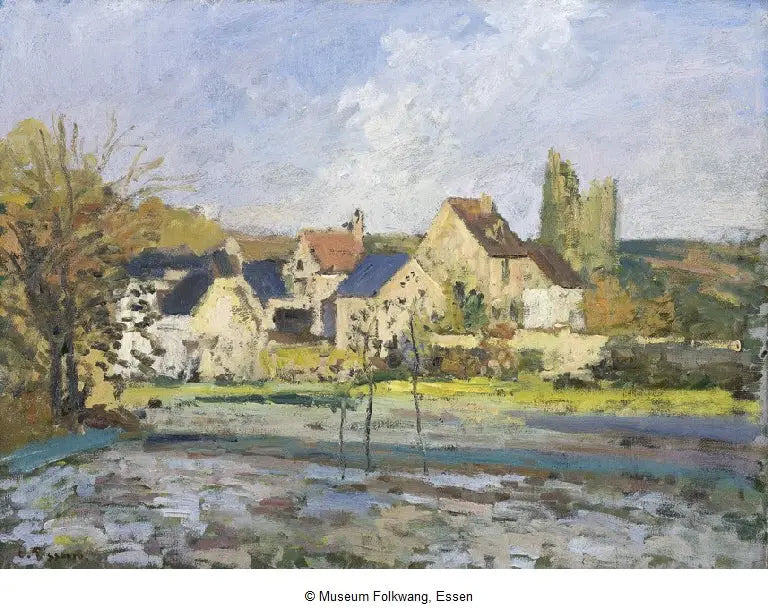 Het Ermitage in Pontoise, sneeuw - Camille Pissarro
