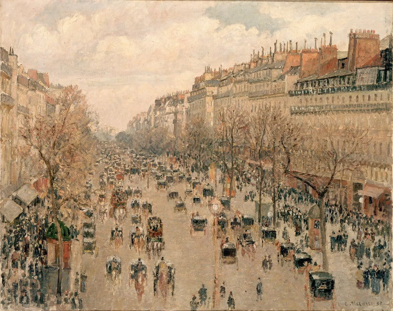 Boulevard Montmartre, zon in de middag - Camille Pissarro