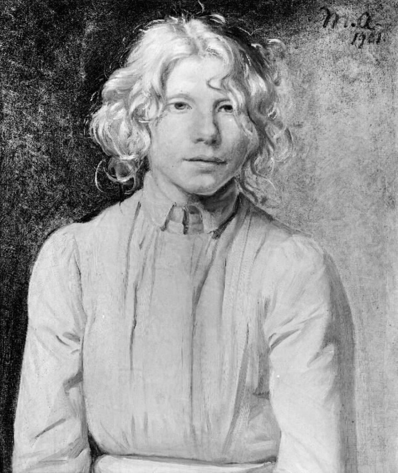 Une fille en robe rouge - Michael Peter Ancher - Alpha Reproduction