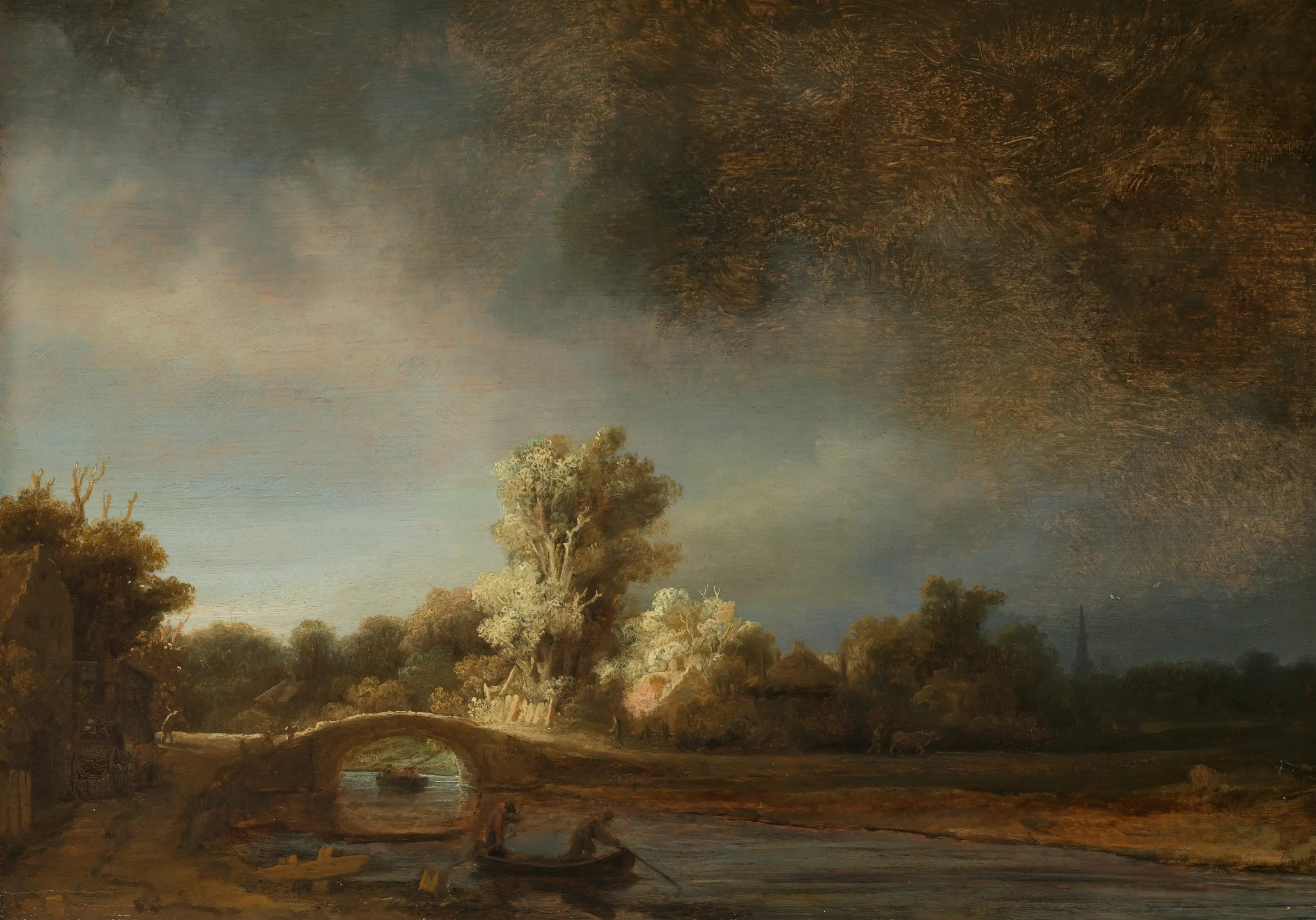 Reproduction du tableau « Le Pont de pierre - Rembrandt » par Alpha Reproduction en peinture à l’huile