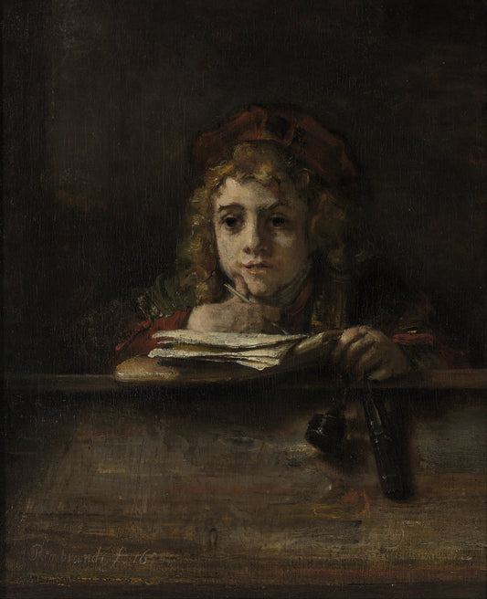 Reproduction du tableau « Titus à son bureau - Rembrandt » par Alpha Reproduction en peinture à l’huile