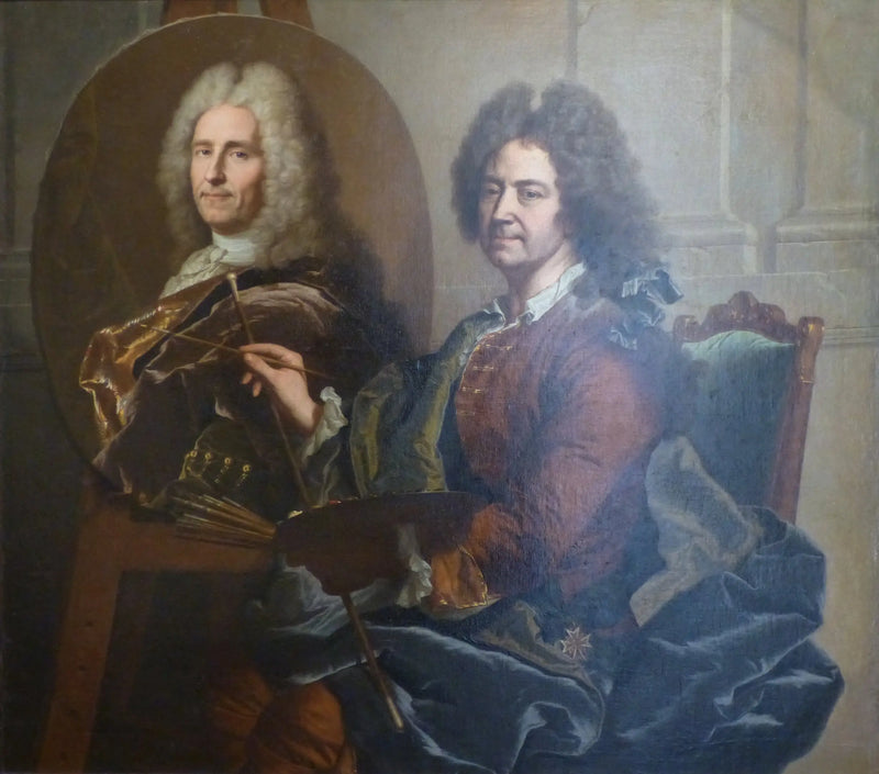 Zelfportret voor het portret van François Castanier - Hyacinthe Rigaud