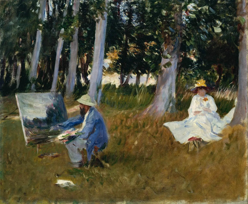 Claude Monet schilderend aan de rand van een bos - John Singer Sargent