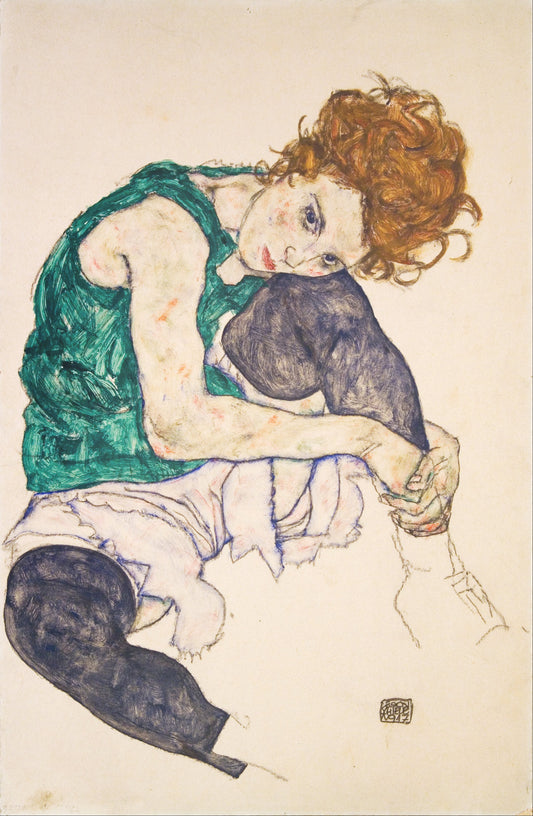 ✨ Zittende vrouw met opgetrokken benen (Adele Herms) - Egon Schiele