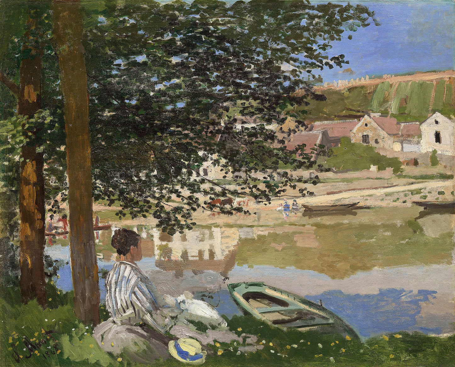 🌿 Aan de oevers van de Seine in Bennecourt – Claude Monet (1868)