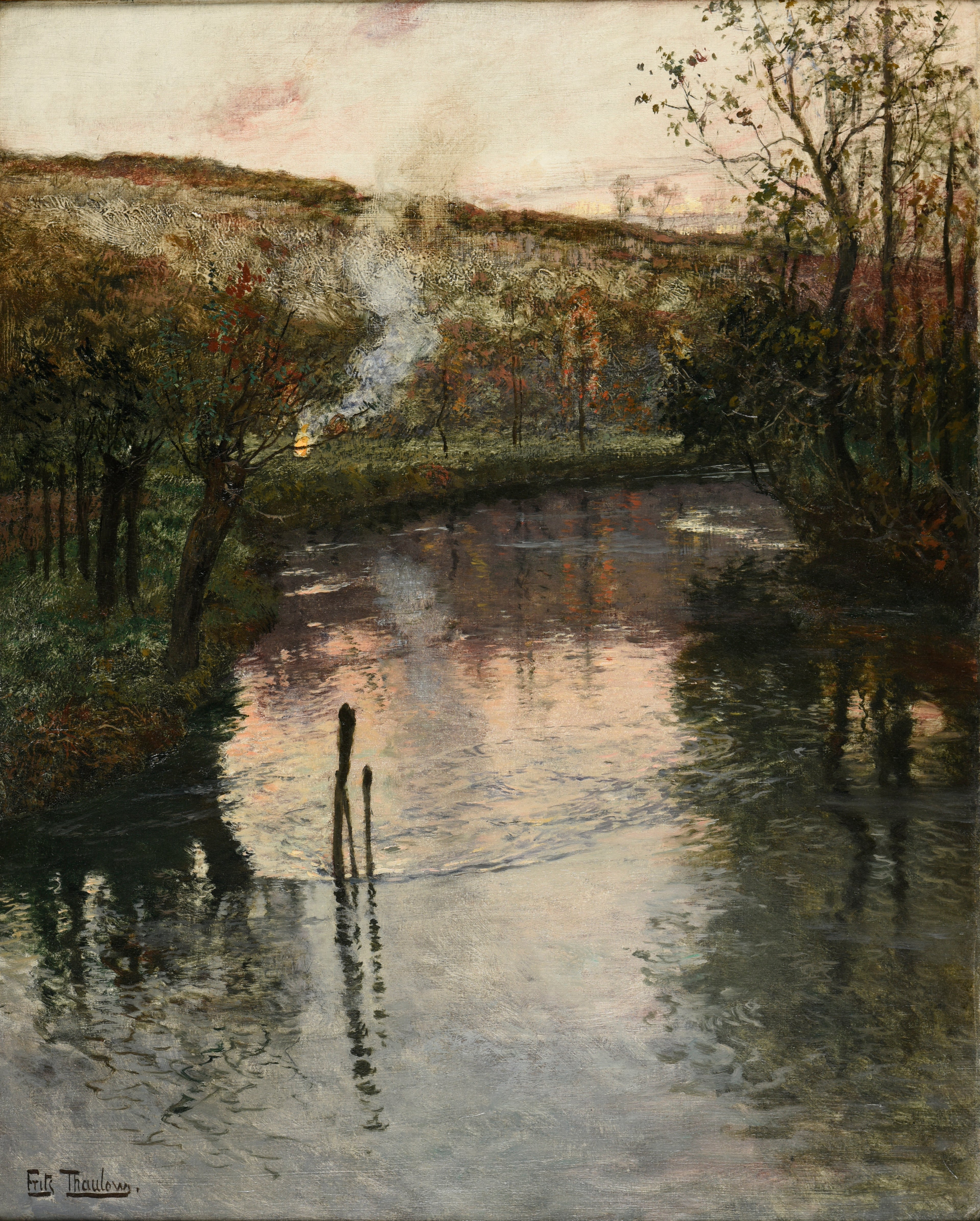 Soleil couchant sur l'Arques à Péquigny - Frits Thaulow