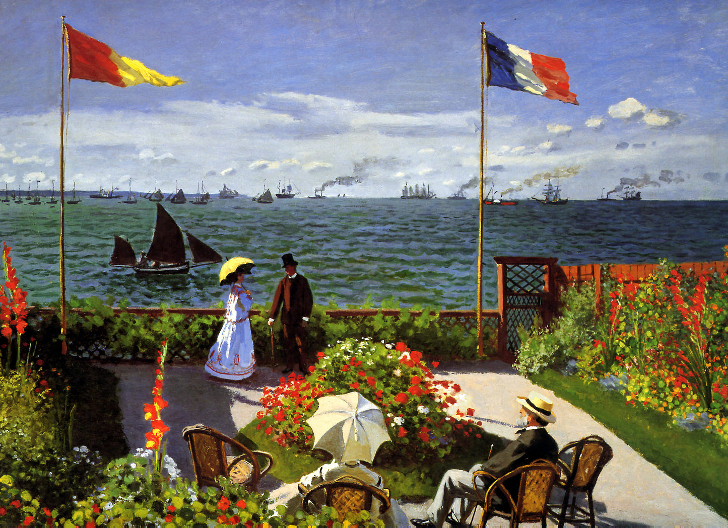 🌊 Terras in Sainte-Adresse – Claude Monet (1867)