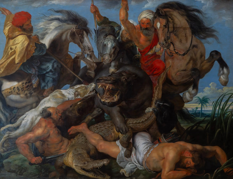 De jacht op de nijlpaard en de krokodil - Peter Paul Rubens