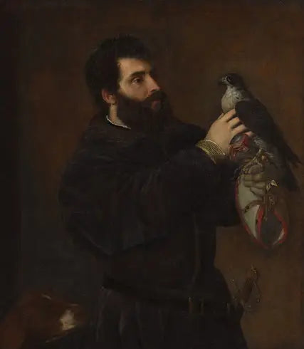 Portret van een man met valk - Titian