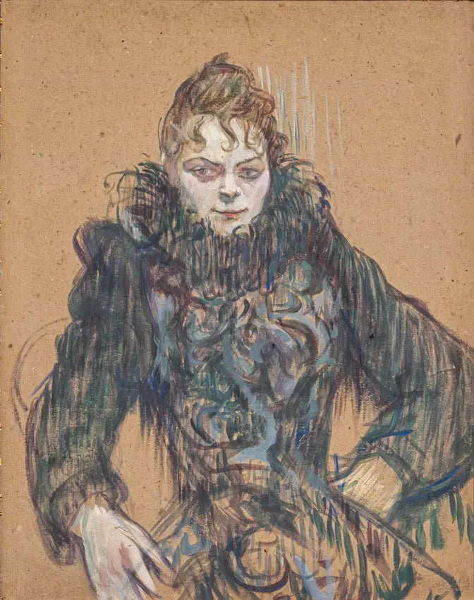 Vrouw met zwarte boa - Henri de Toulouse-Lautrec