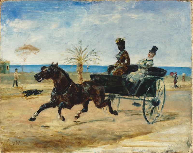 Anne Justine Angèle Delva van Dalmarie die een cabriolet bestuurt - Henri de Toulouse-Lautrec