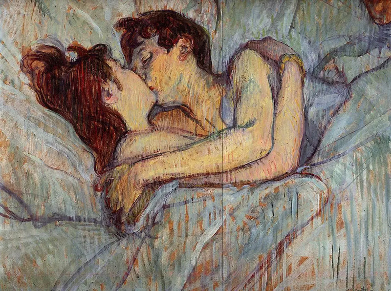 In bed, the kiss - Henri de Toulouse-Lautrec