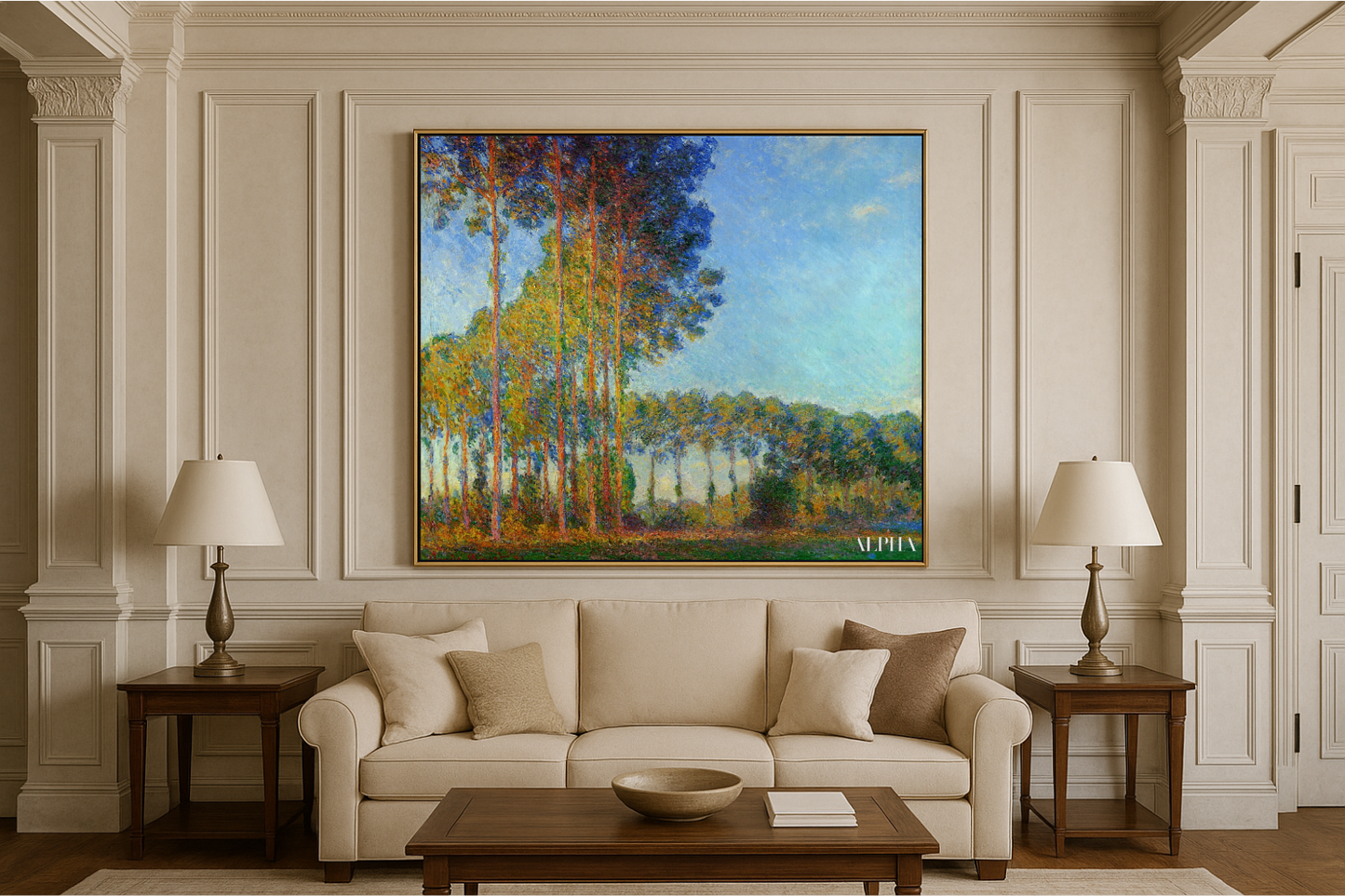 Populieren aan de oever van de Epte, uitzicht op het moeras - Claude Monet