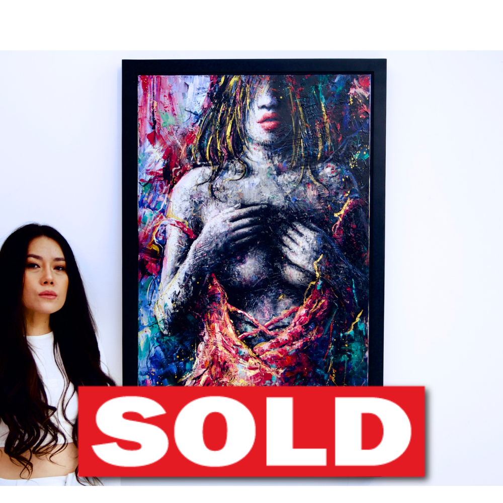 Vrouw in roze jurk | 60x100cm