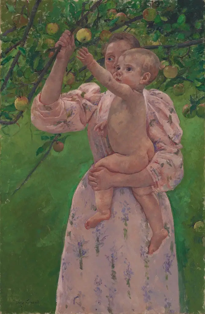 Kind dat een vrucht plukt - Mary Cassatt