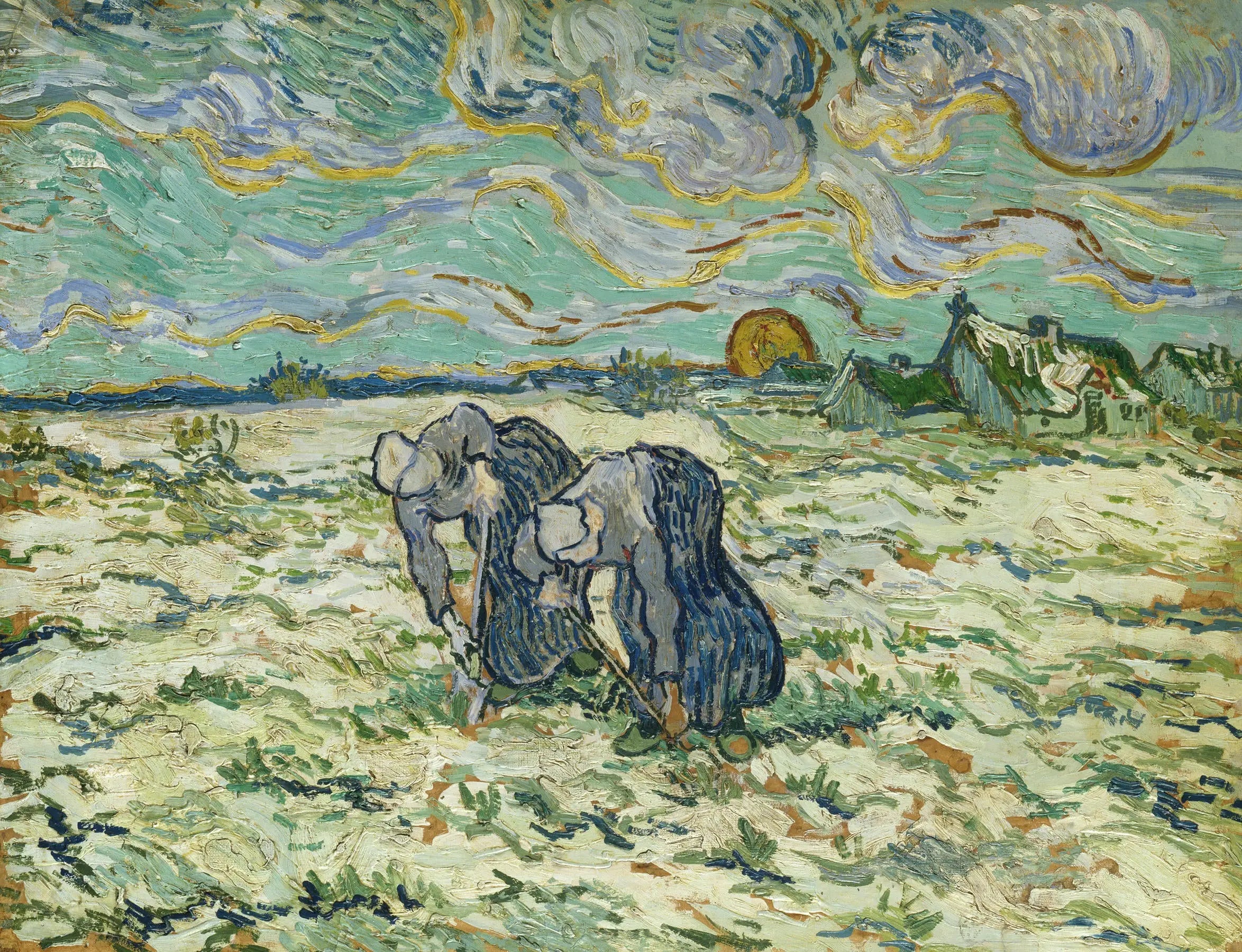 Reproduction du tableau « Deux Paysannes - Vincent van Gogh » par Alpha Reproduction en peinture à l’huile