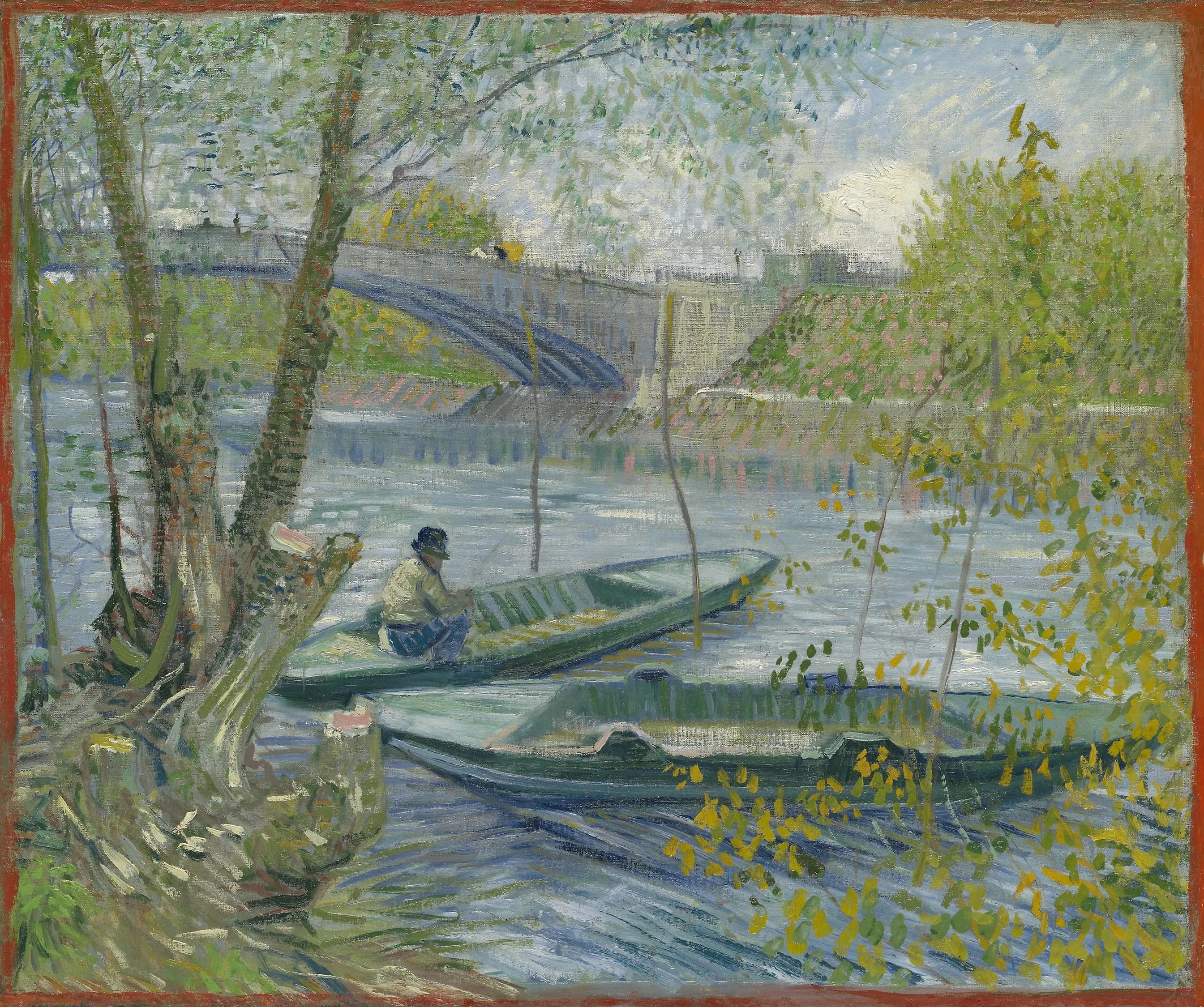 Reproduction du tableau « La pêche au printemps au pont de Clichy - Vincent van Gogh » par Alpha Reproduction en peinture à l’huile