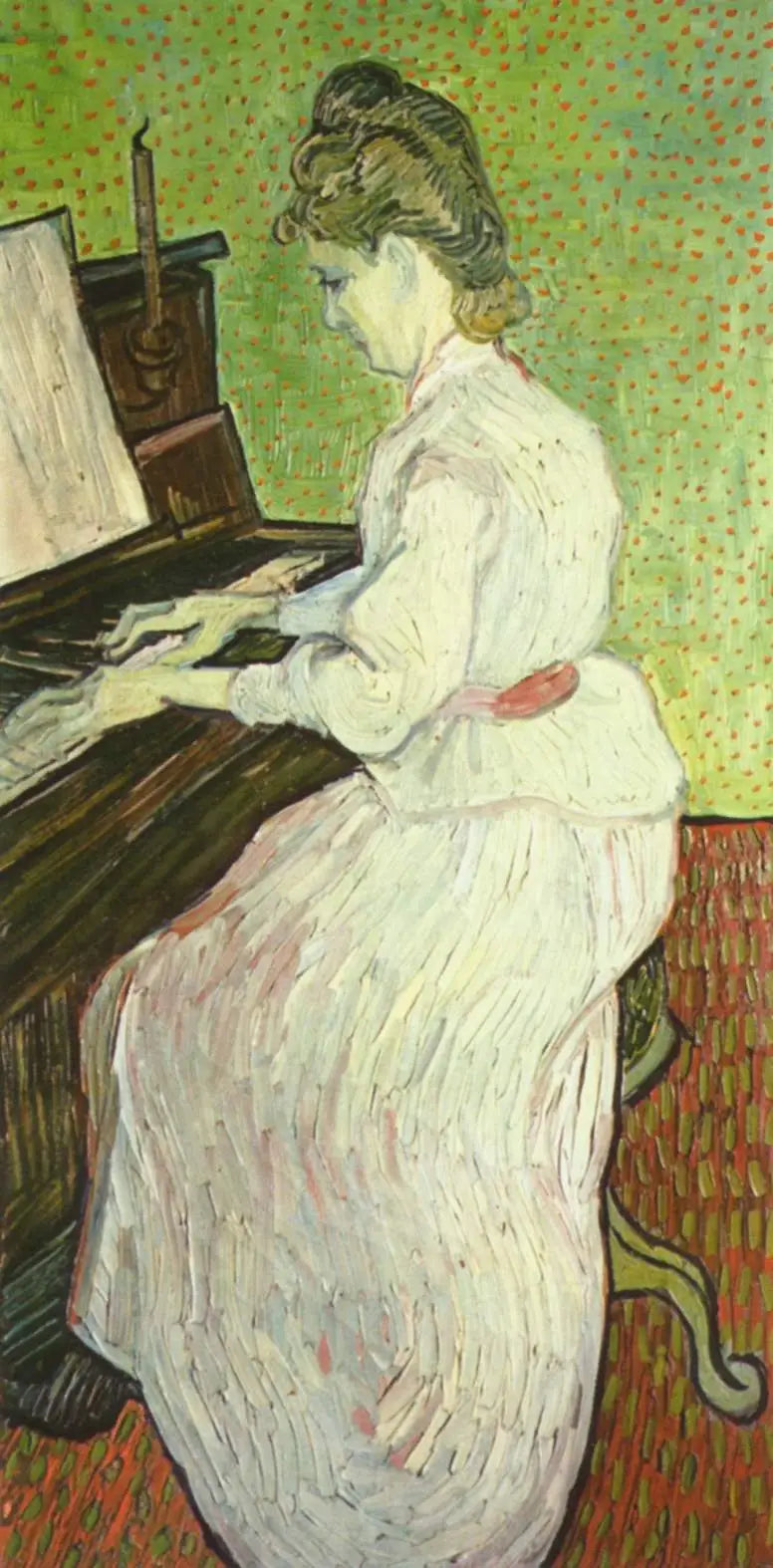 Reproduction du tableau « Mademoiselle Gachet au piano - Vincent van Gogh » par Alpha Reproduction en peinture à l’huile