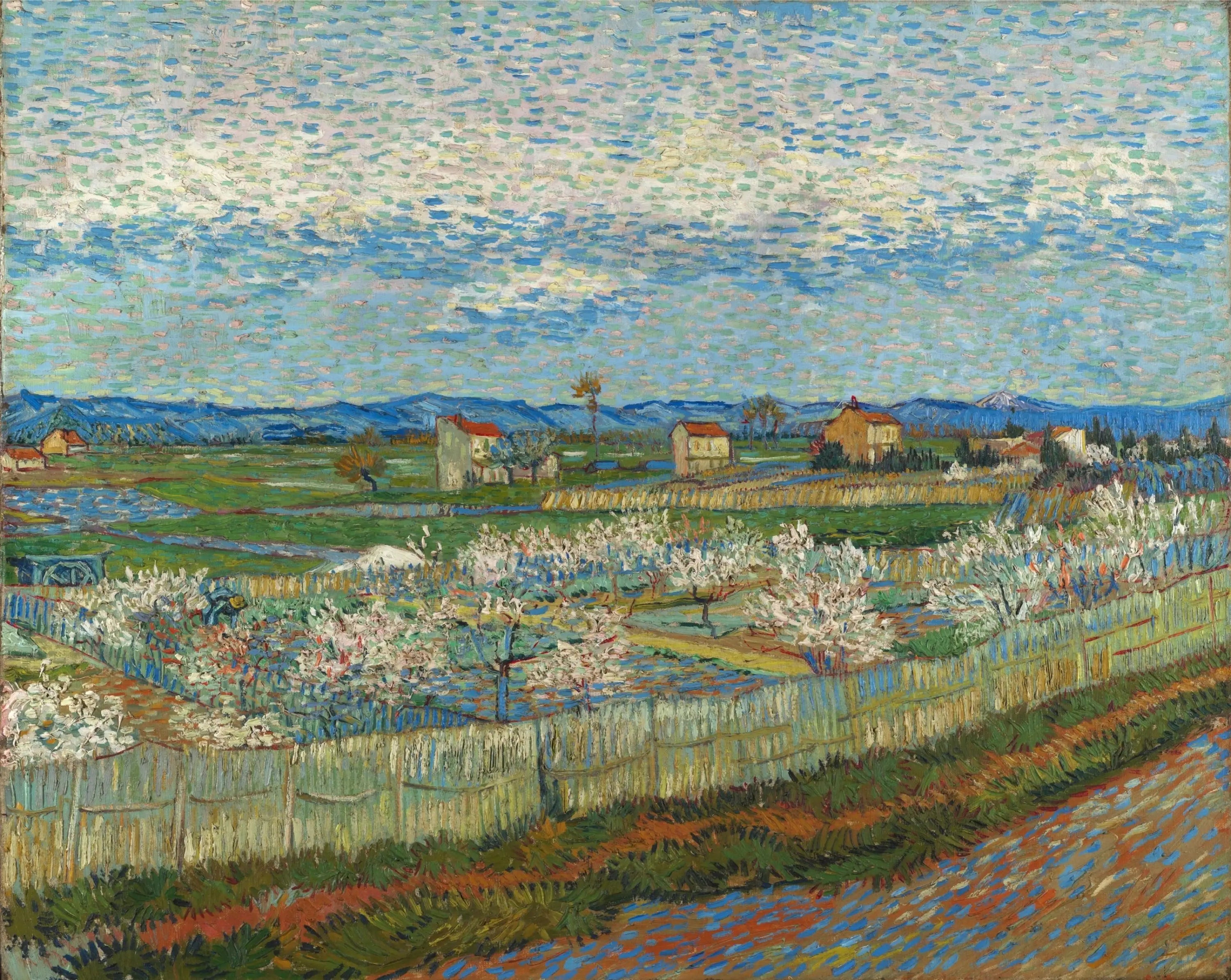 Reproduction du tableau « Pêchers en fleurs - Vincent van Gogh » par Alpha Reproduction en peinture à l’huile