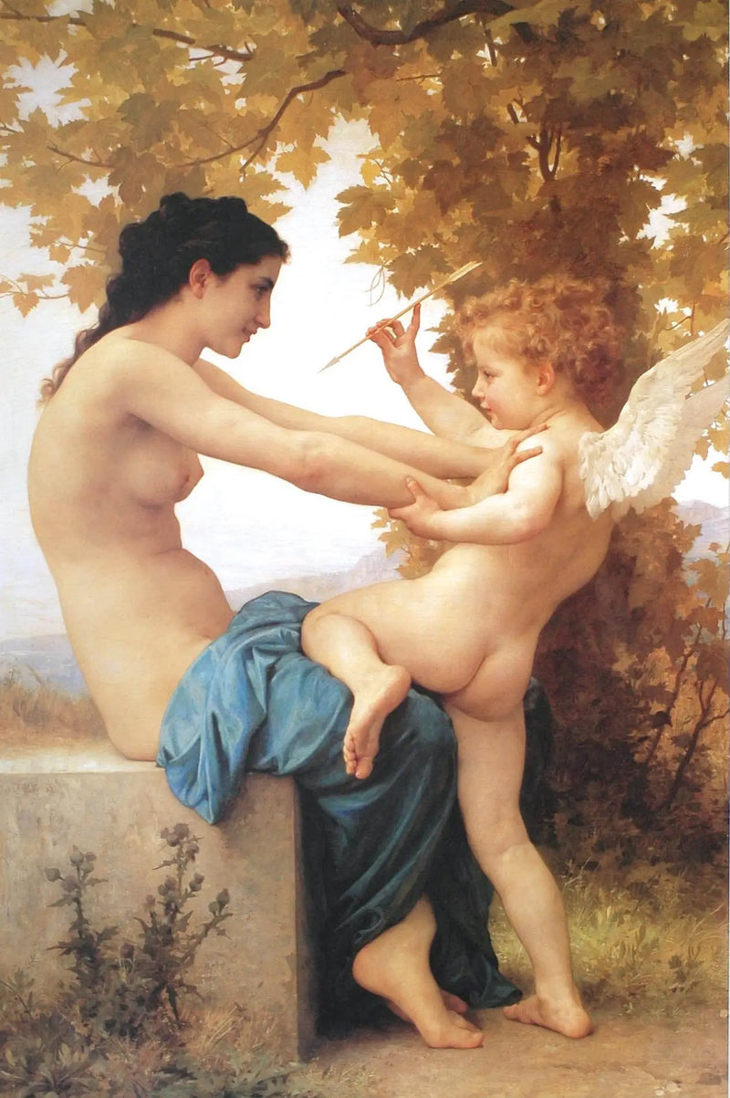 Jong meisje dat zich verdedigt tegen de Liefde - Bouguereau