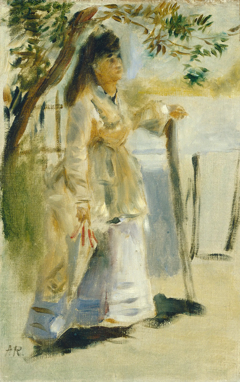 Vrouw bij een hek - Pierre-Auguste Renoir